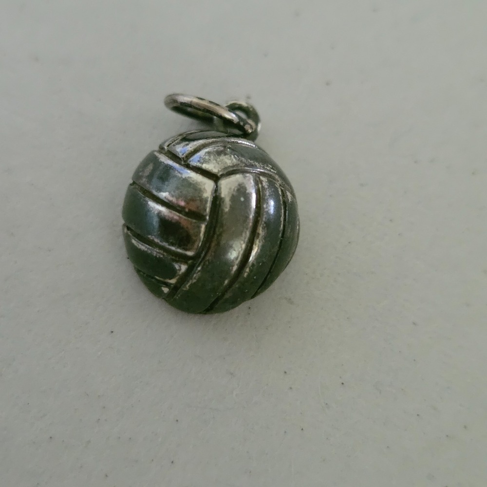 925 Sterling Silver 3D Volleyball Charm